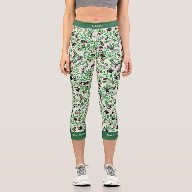 Summer - Lady Bugs, Butterflies and Leaves Capri Leggings (Front)