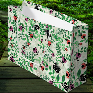 Summer - Lady Bugs, Butterflies Leaves Large Gift Bag