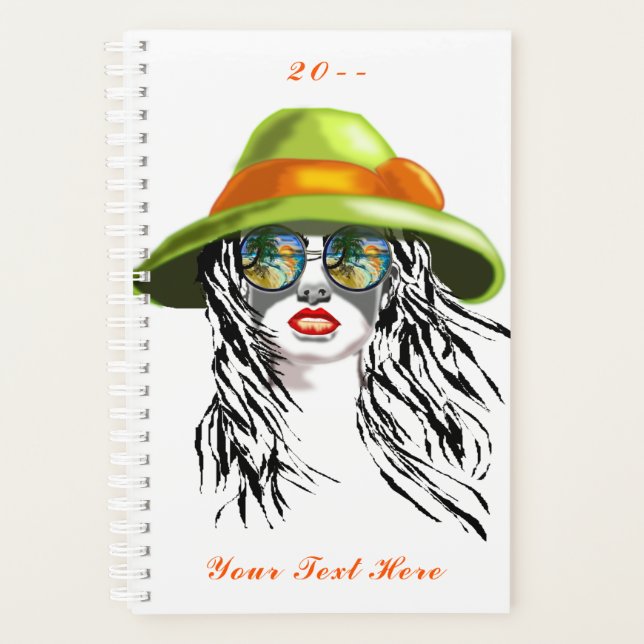 Summer Lady Planner Custom Text and Year (Front)