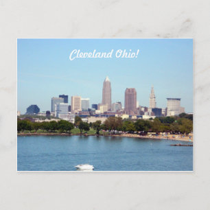 Summer Lake Skyline Cleveland OH Postcard
