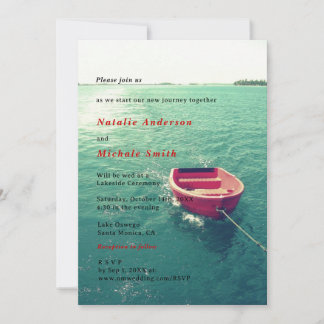Summer Lakeside Destination Wedding Custom Invites