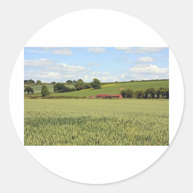 summer landscape classic round sticker (Front)
