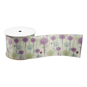 Summer Lavender Dandelion Design Satin Ribbon