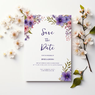 Summer lavender pink floral frame Save the Date Invitation