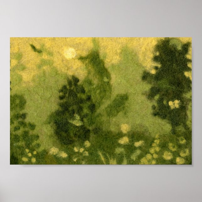 Summer lawn, wool painting, landscape green shades poster (Front)