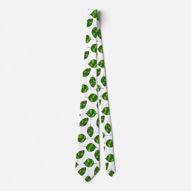 Summer Leaves adjustable Green Leaf Tight Pattern Tie (Front)