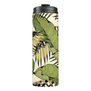 Summer leaves, branches, decorative seamless patte thermal tumbler