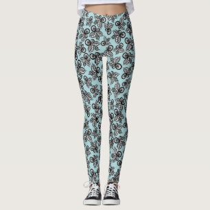 Summer Leggings with Black and White Flowers