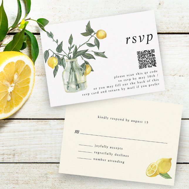 Summer Lemon Arrangements and QR Code RSVP Card (Creator Uploaded)