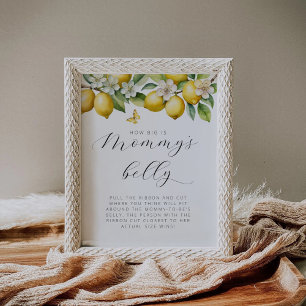 Summer Lemon Baby Shower How Big Is Mummy’s Belly Poster