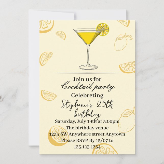 Summer Lemon Birthday Party Invite (Front)