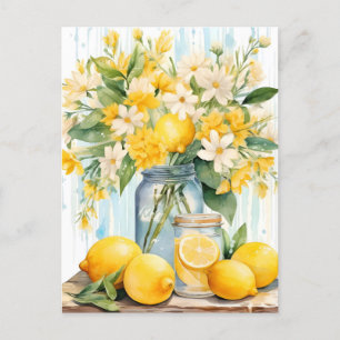 Summer Lemon Blossom Jar Holiday Postcard