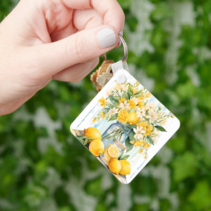 Summer Lemon Blossom Jar Key Ring