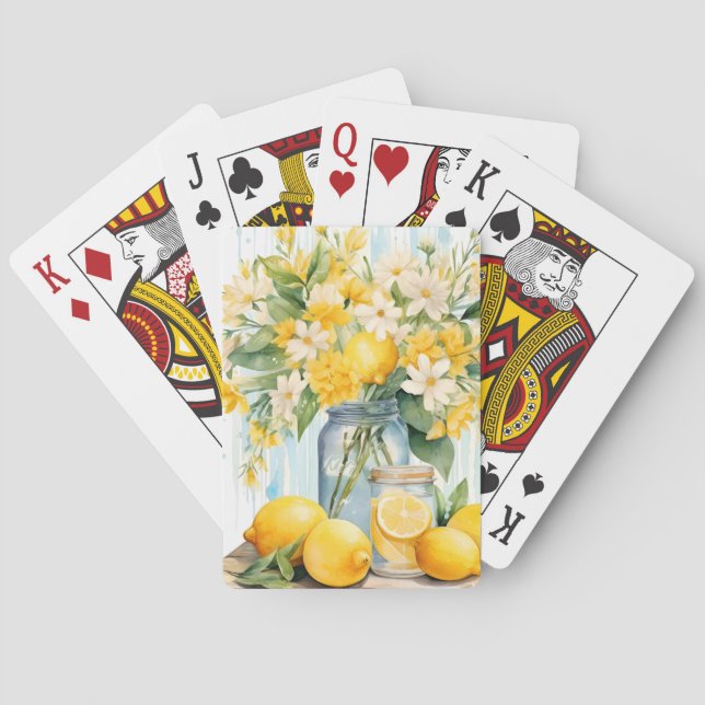 Summer Lemon Blossom Jar Playing Cards (Back)
