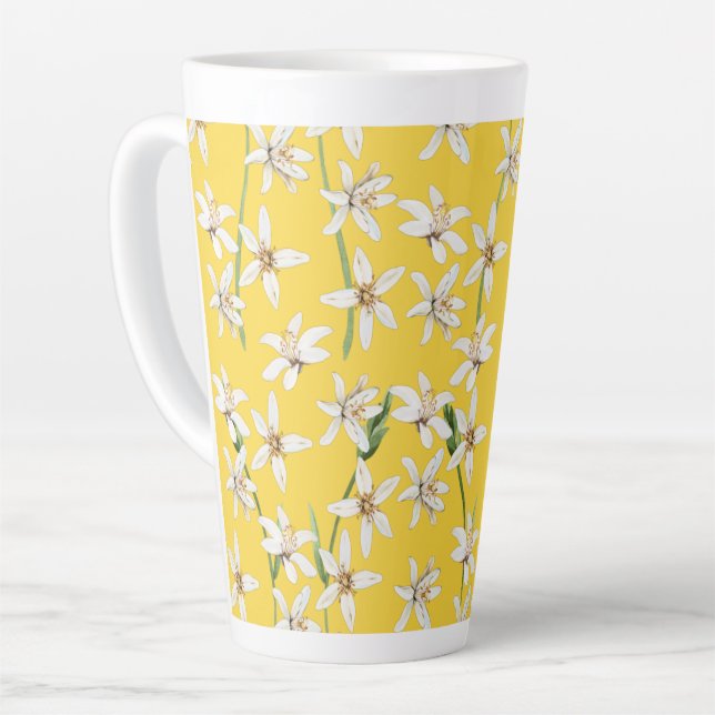 Summer lemon blossom pattern chinoiserie latte mug (Left Angle)