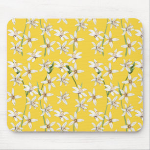 Summer lemon blossom pattern  chinoiserie  mouse mat