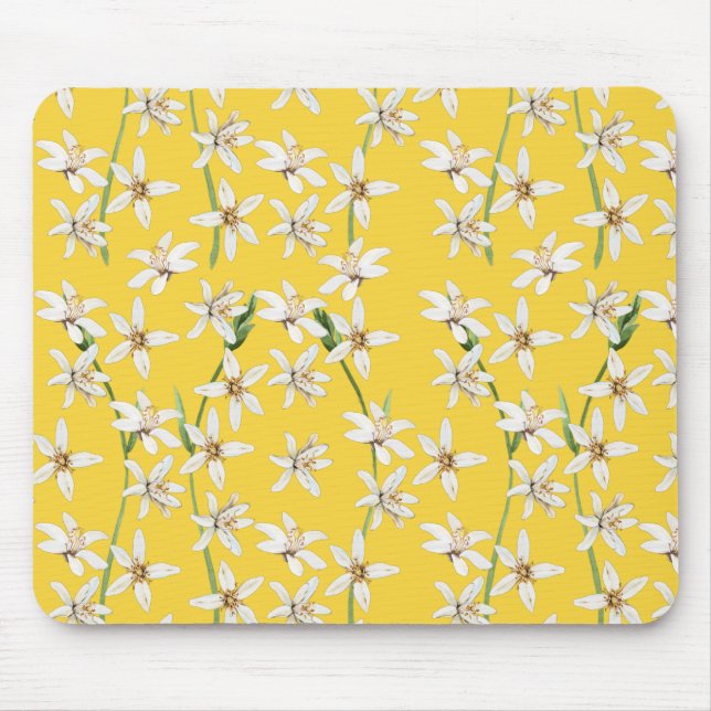 Summer lemon blossom pattern  chinoiserie  mouse mat (Front)