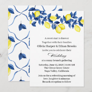 Summer Lemon Brunch Wedding  Invitation