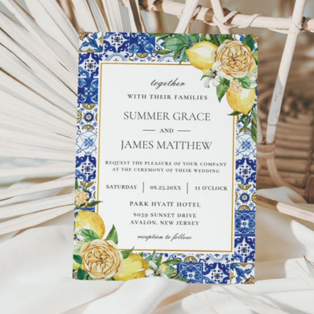 Summer Lemon Floral Greenery Destination Wedding   Invitation (Creator Uploaded)
