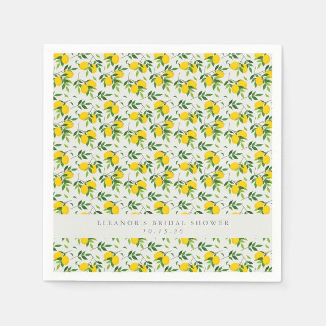 Summer Lemon Fruit Pattern Custom Bridal Shower  Napkin (Front)