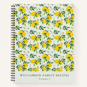 Summer Lemon Fruit Pattern Custom Recipe  Notebook