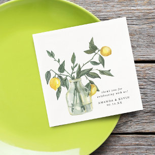 Summer Lemon In Jar Wedding Paper Napkin