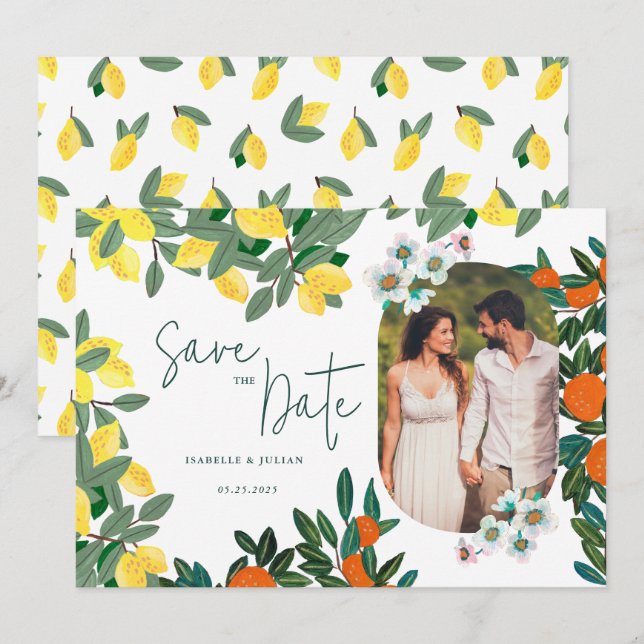 Summer Lemon Italy Wedding Save The Date (Front/Back)