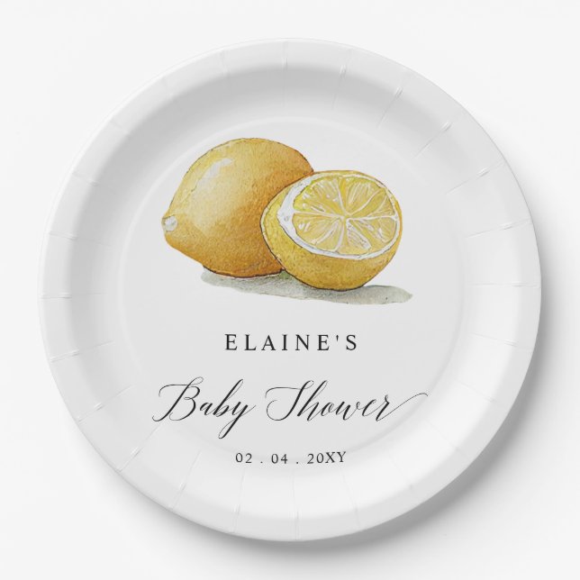Summer Lemon Lime Citrus Baby Shower  Paper Plate (Front)