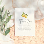 Summer Lemon & Mediterranean Tiles Bridal Shower Thank You Card<br><div class="desc">An elegant thank you card to match our Summer Lemon & Mediterranean Tiles Bridal Shower collection. This design features a beautiful hand-painted watercolor illustration of two lemons and lemon blossoms hanging from a tree branch. Under, there is a custom heartfelt thank-you message to express your gratitude to friends and family....</div>