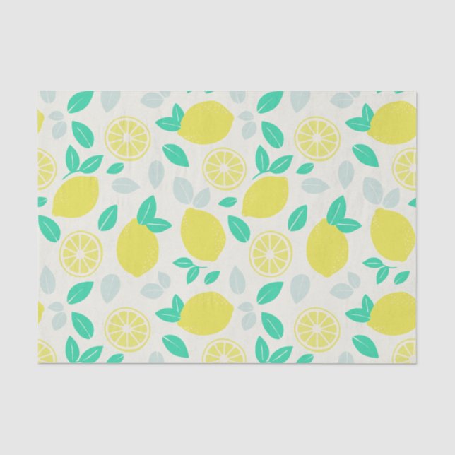 Summer Lemon Pattern in Cream Tissue Paper (Front)