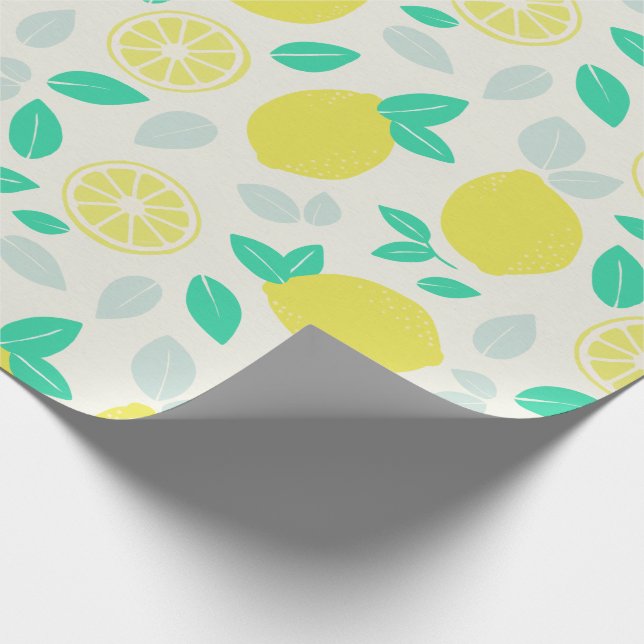 Summer Lemon Pattern in Cream Wrapping Paper (Corner)