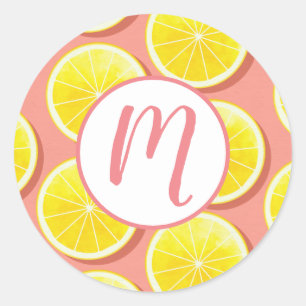 Summer Lemon Slices Pattern Classic Round Sticker
