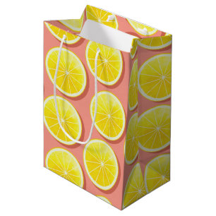 Summer Lemon Slices Pattern Medium Gift Bag
