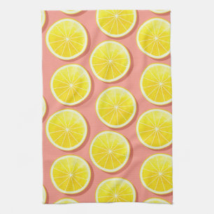 Summer Lemon Slices Pattern Tea Towel