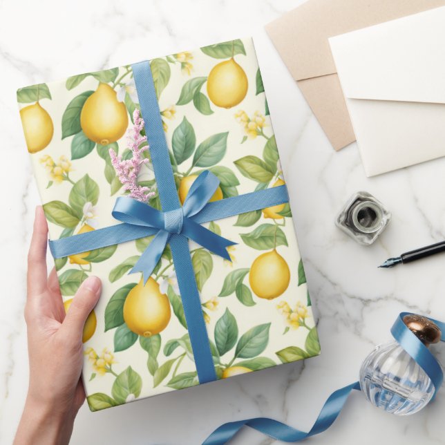Summer Lemon Watercolor Wrapping Paper (Gifting)