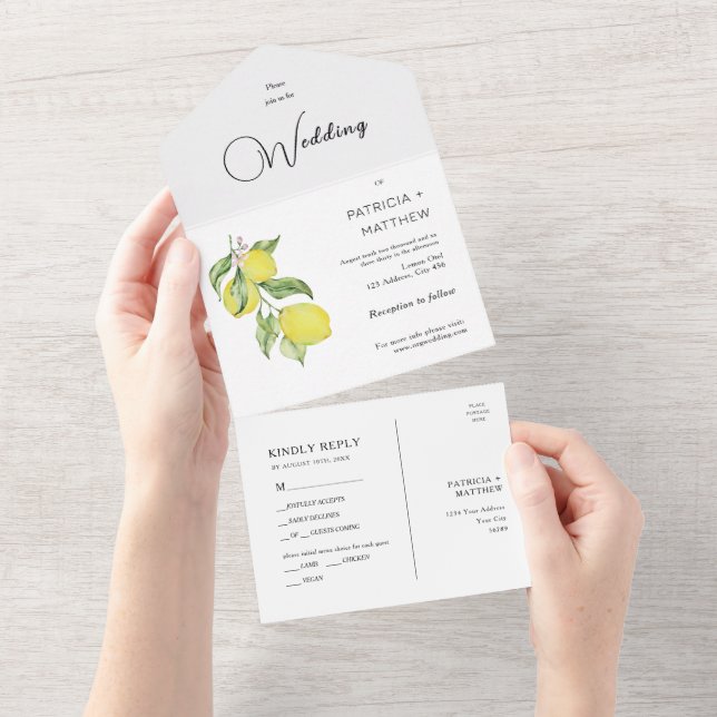 Summer lemon Wedding Seal And Send All In One Invitation (Tearaway)