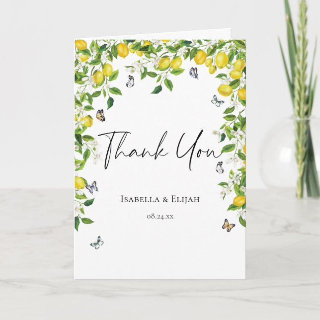 Summer Lemon Wedding  Thank You Card (Front)