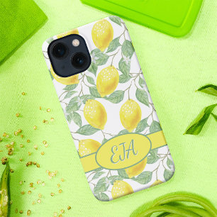 Summer Lemonade Botanical Yellow Lemons Monogram iPhone 16 Pro Case