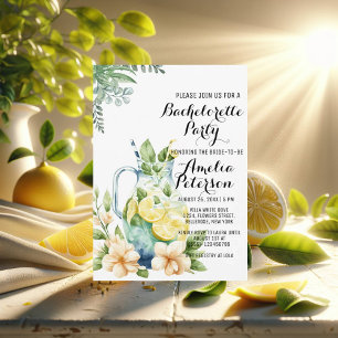 Summer Lemonade Green Leaves Bachelorette Party Invitation