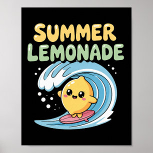 Summer Lemonade Vibes Surfing Lemon Wave _1 Poster