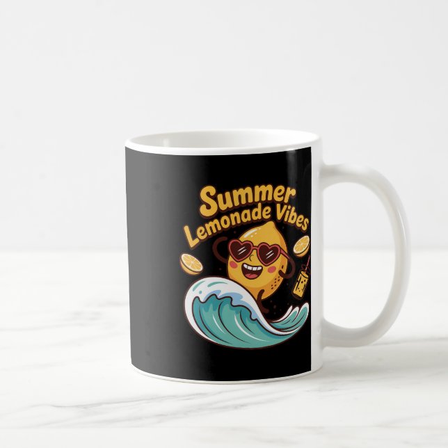Summer Lemonade Vibes Surfing Lemon Wave  Coffee Mug (Right)