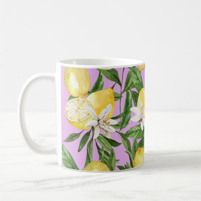 Summer lemons and lemon blossom pattern  coffee mu mug (Left)