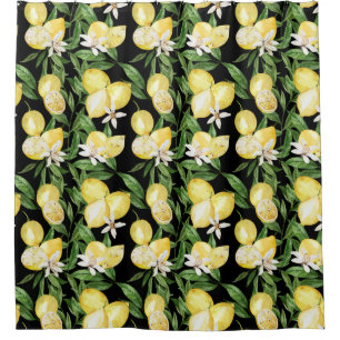 Summer lemons and lemon blossom pattern  shower curtain