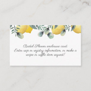 Summer Lemons & Eucalyptus Bridal Shower Enclosure Card
