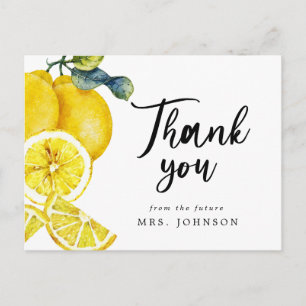 Summer Lemons Thank You Bridal Shower Postcard