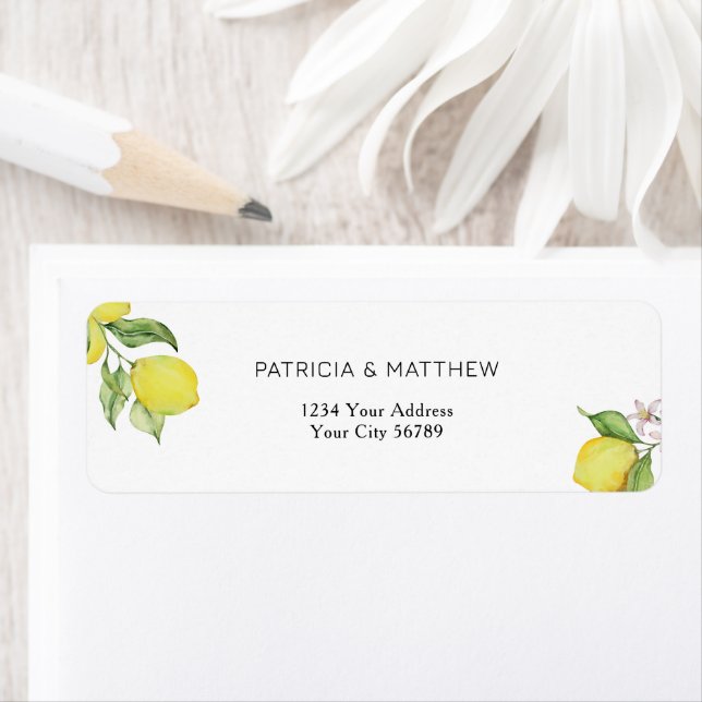 Summer lemons Wedding Return Address Label (Insitu)