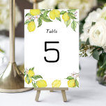 Summer lemons wedding table number Card<br><div class="desc">Watercolor Summer lemons wedding table number Card. Matching items available.</div>