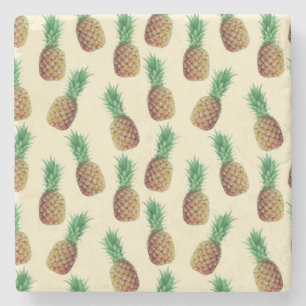 Summer Light Beige Pineapple Pattern Stone Coaster