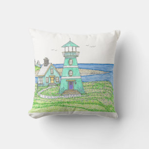 Summer Lighthouse 3; Indoor Pillow; Blue Cushion