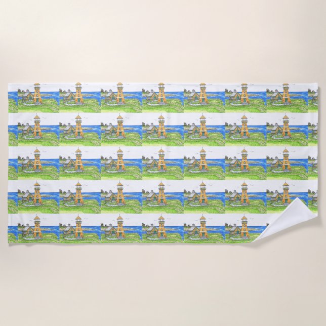 Summer Lighthouse 4; Beach Towel (Front)